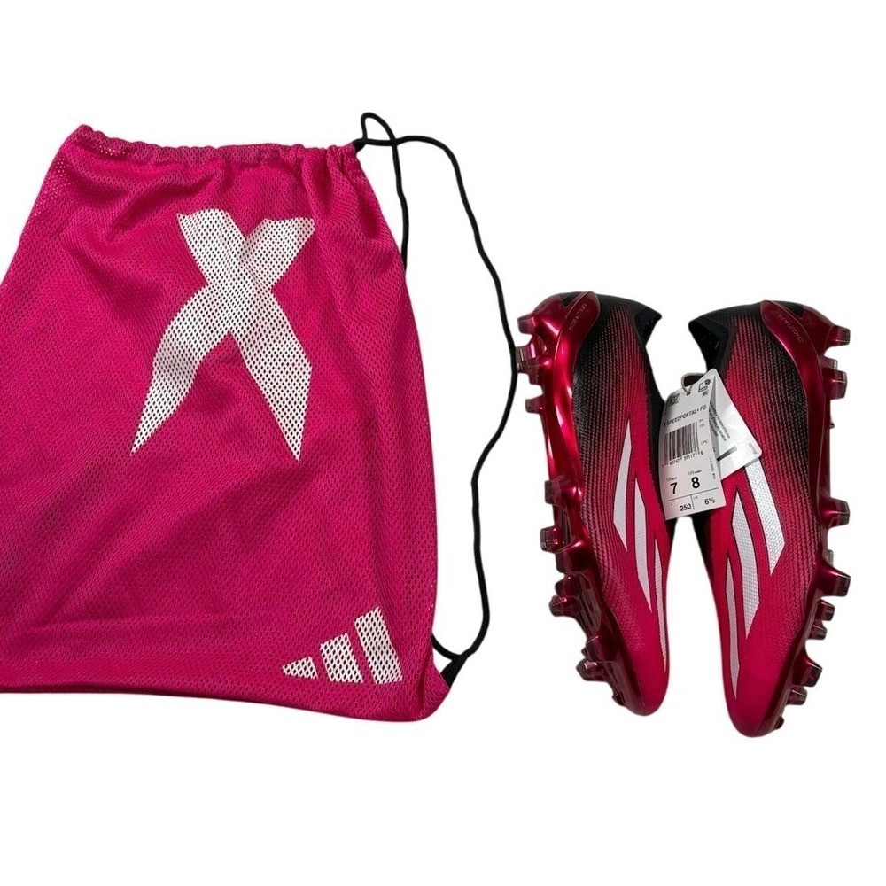 Adidas X Speedportal+β FG Laceless GZ5126 Pink Soccer Cleats Men 7 Women 8 w/Bag